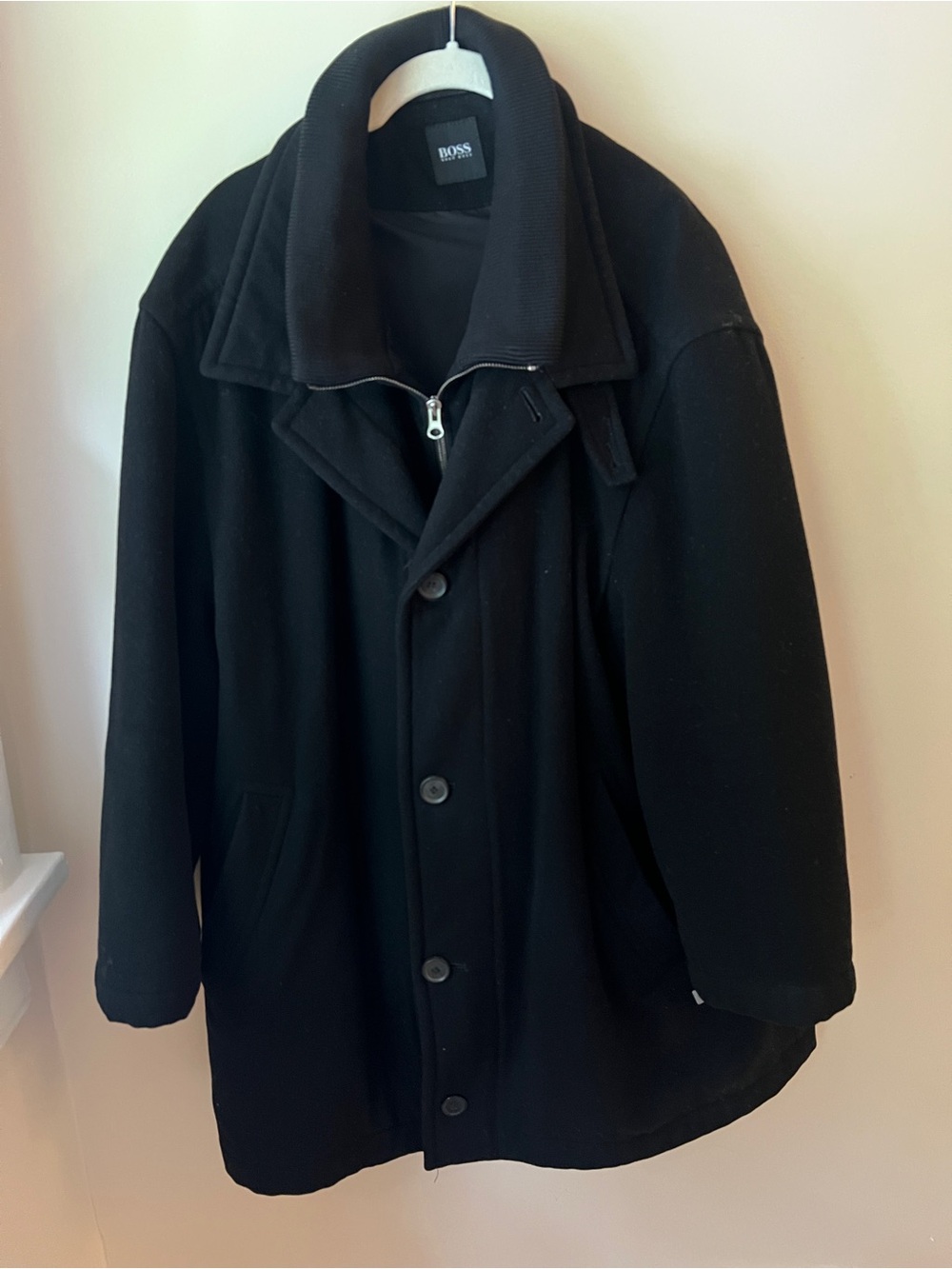 Hugo Boss Black Men's Pea Coat with Zip Detail